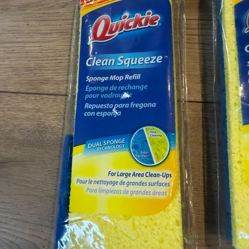 Lot of 2 Quickie Jumbo Sponge Mop Refill Type J #020/027 NOS Replacement READ